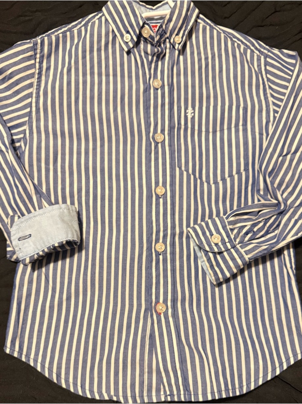 Izod Blue and White Striped Button-Down Shirt